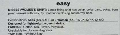 BUTTERICK Sewing Pattern B6070, Shirt, Losse-Fitting Shirt, Sleeves with Tuck, Size 3-16