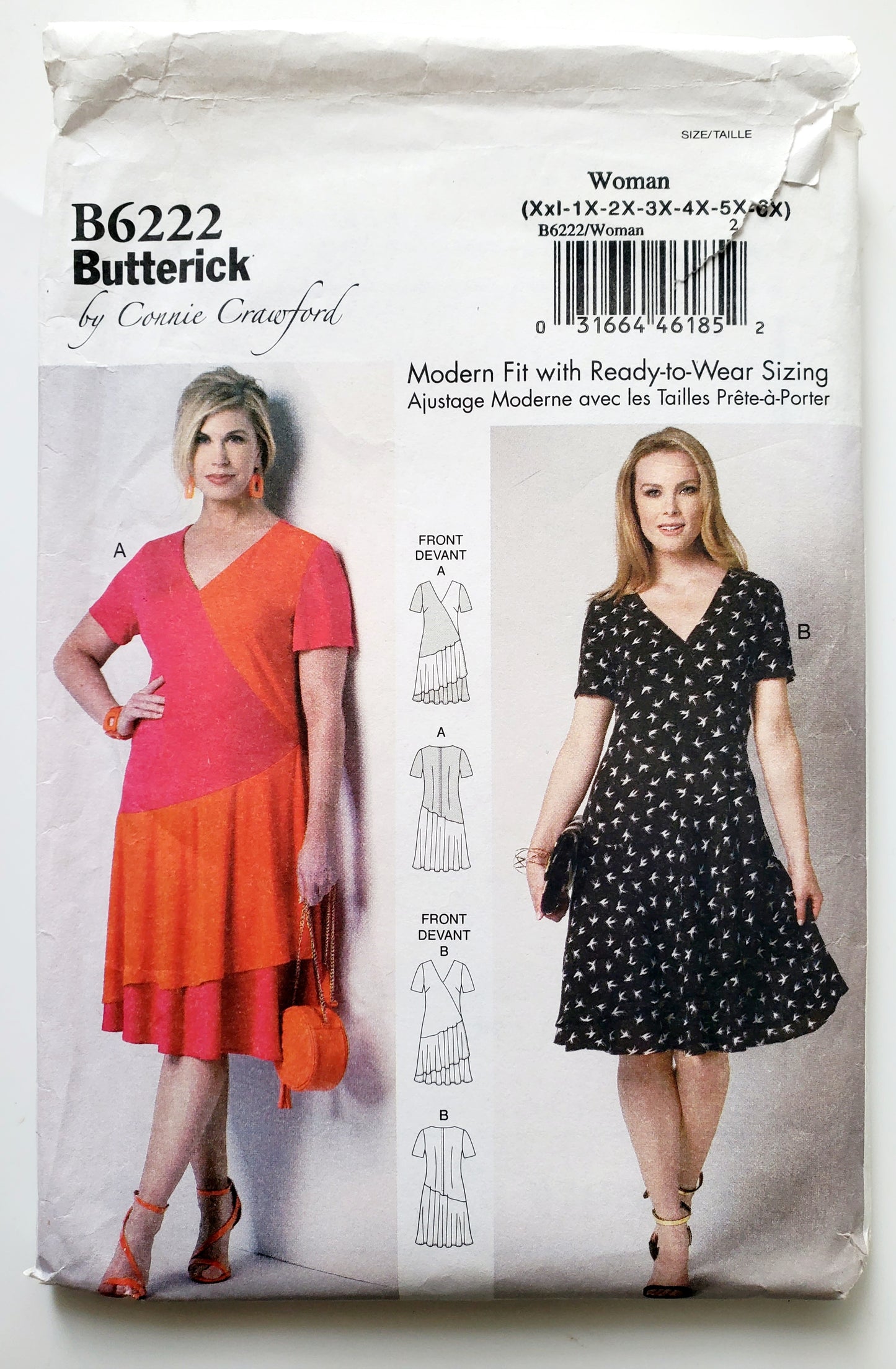 BUTTERICK Sewing Pattern B6222, Dress, Loose Fitting Dress, Asymmetrical, Size 18-44