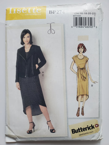BUTTERICK Sewing Pattern BP274, Dress, Jacket, Size 14-22