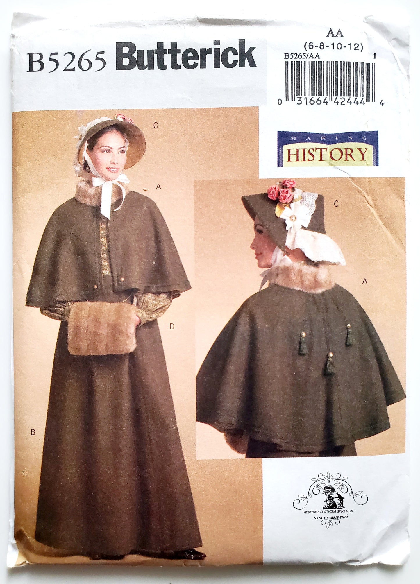 BUTTERICK Sewing Pattern B5265, Dress, Costume, Making History, Historical Clothing, Size 6-12