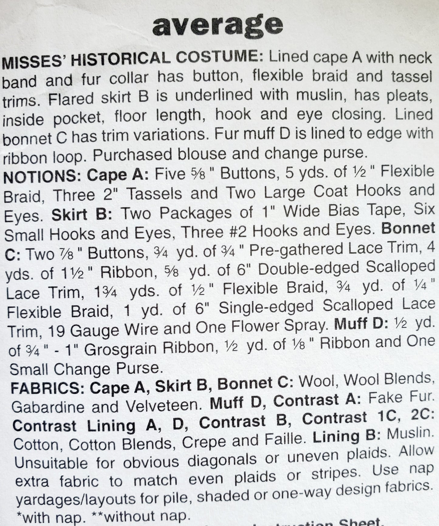 BUTTERICK Sewing Pattern B5265, Dress, Costume, Making History, Historical Clothing, Size 6-12