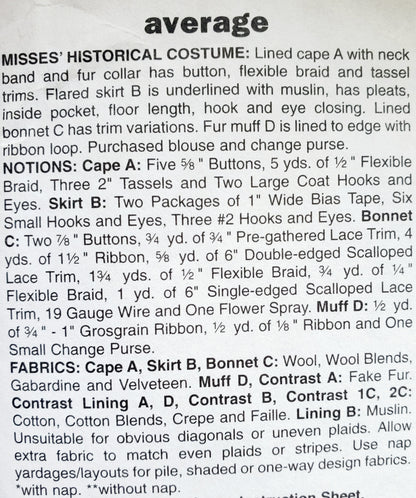 BUTTERICK Sewing Pattern B5265, Dress, Costume, Making History, Historical Clothing, Size 6-12