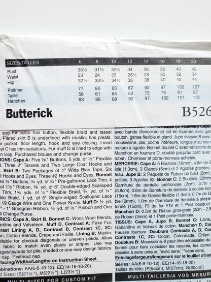 BUTTERICK Sewing Pattern B5265, Dress, Costume, Making History, Historical Clothing, Size 6-12