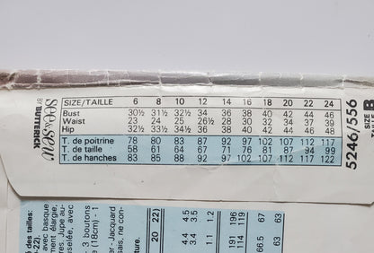 BUTTERICK Sewing Pattern 5246 556, Skirt, Top, Peplum, 90's, Size 12-16