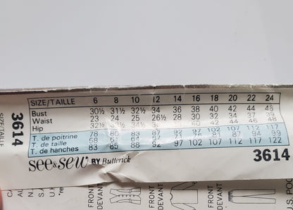 BUTTERICK Sewing Pattern 3614, Vest, Top, Pants, Size 12-16
