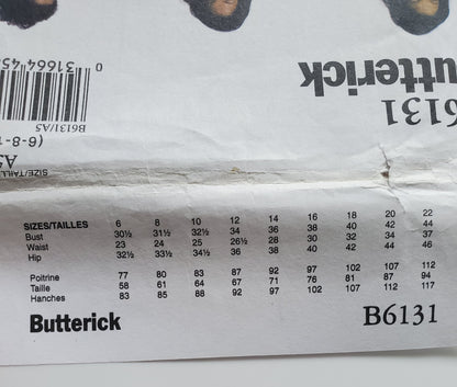 BUTTERICK Sewing Pattern B6131, Dress, Sash, Boned Bodice, Princess Seams, Vent, Size 6-14