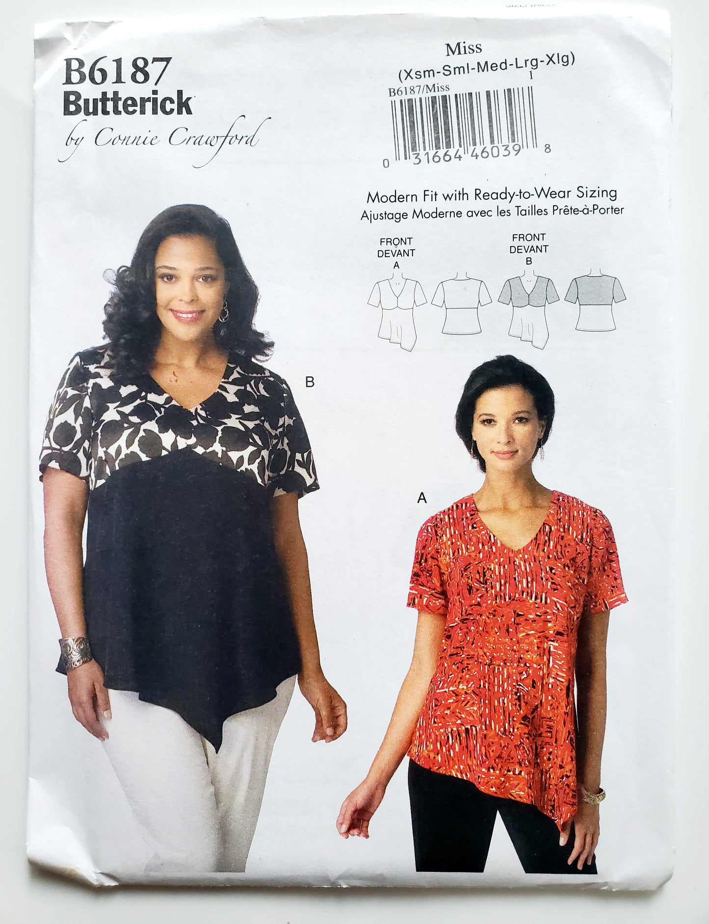 BUTTERICK Sewing Pattern B6187, Top, Pull-over, Shaped Hemline, Size 3-16
