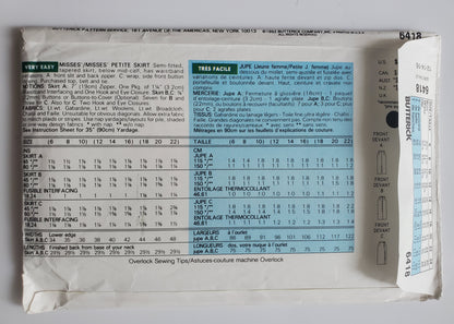 BUTTERICK Sewing Pattern 6418, Skirt, Semi-Fitted, Tapered Skirt, Glamour Collection, Size 12-16