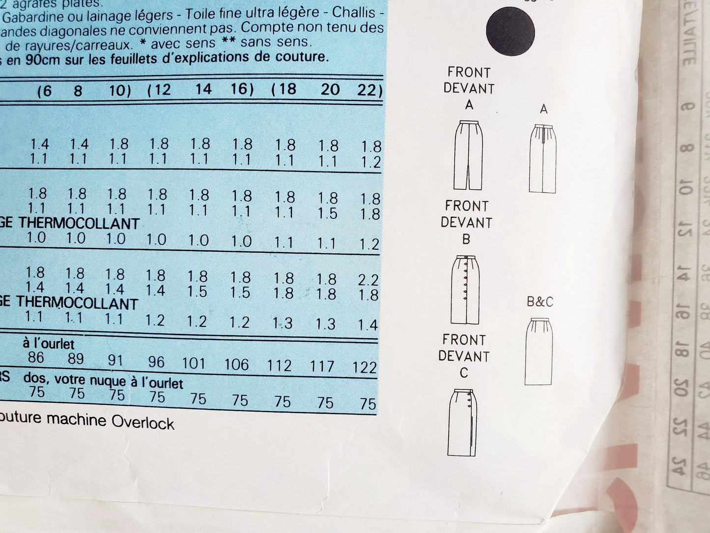 BUTTERICK Sewing Pattern 6418, Skirt, Semi-Fitted, Tapered Skirt, Glamour Collection, Size 12-16