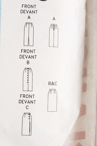 BUTTERICK Sewing Pattern 6418, Skirt, Semi-Fitted, Tapered Skirt, Glamour Collection, Size 12-16