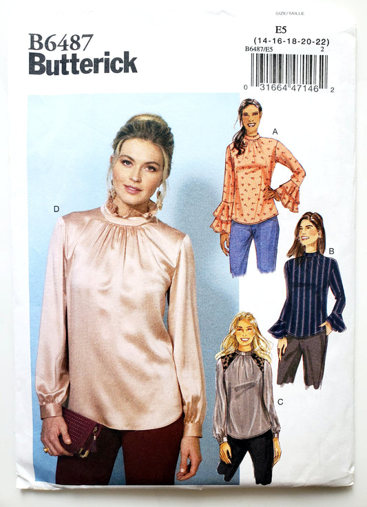 BUTTERICK Sewing Pattern B6487, Top, Fitted, Size 14-22