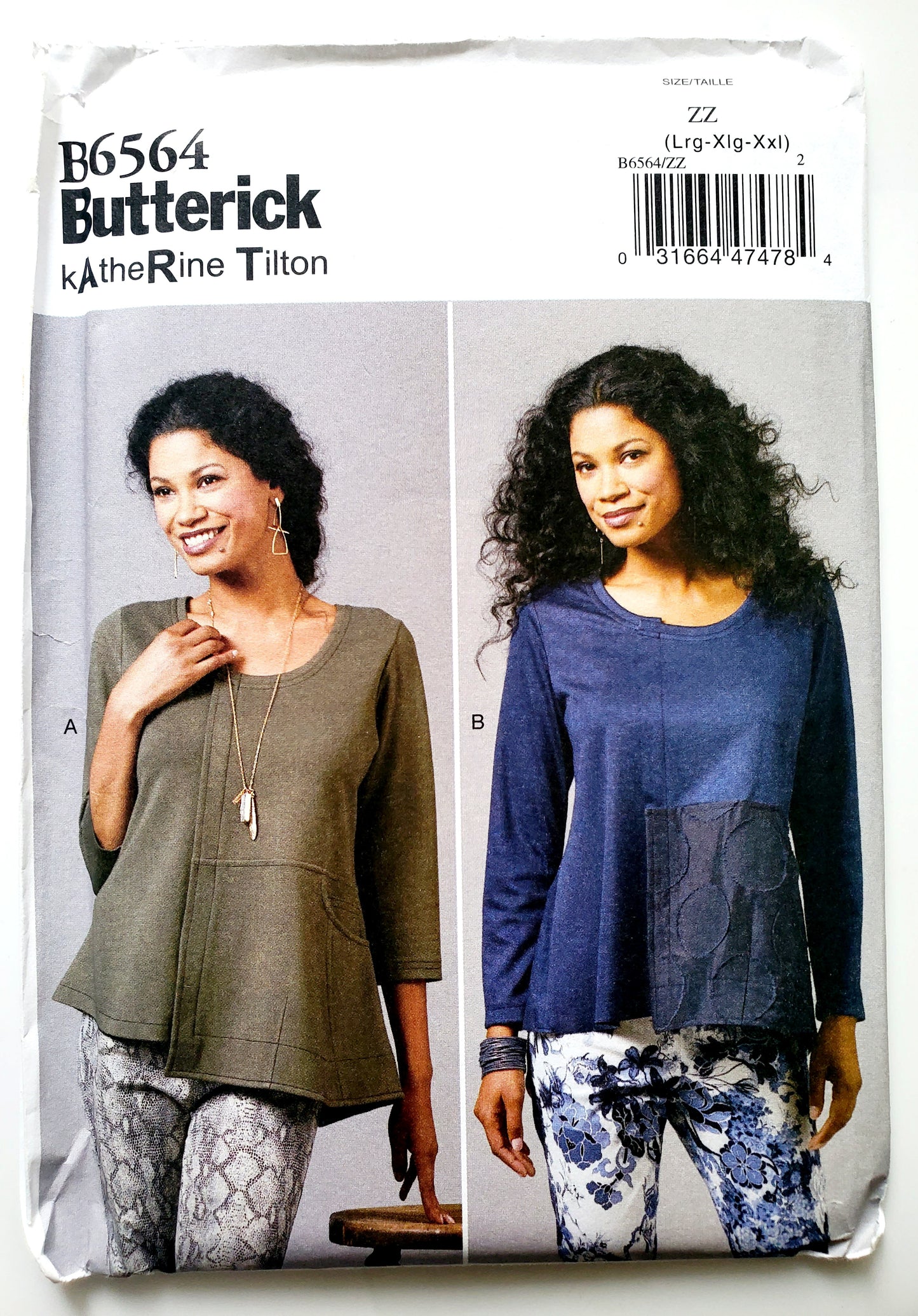 BUTTERICK Sewing Pattern B6564, Top, Fitted, Shaped Hemline, Pockets, Size 16-26