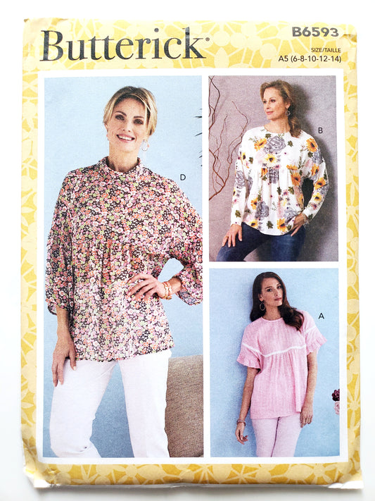 BUTTERICK Sewing Pattern B6593, Tops, Size 6-14