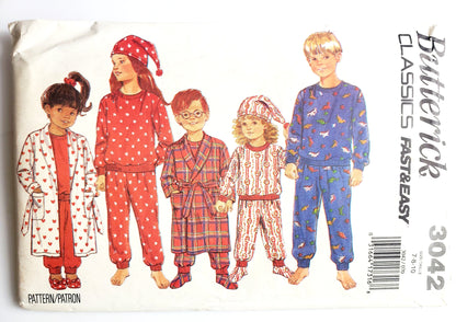 BUTTERICK Sewing Pattern 3042, Kids, Boys, Girls, Unisex, Robe, Pajamas, Hat, Boots, Size 7-10