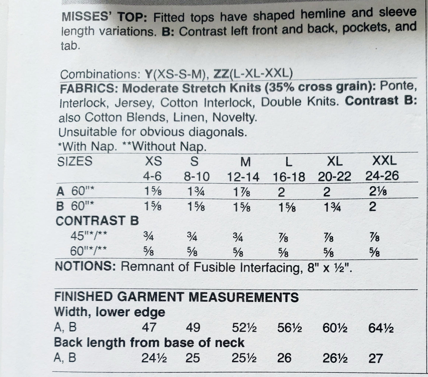 BUTTERICK Sewing Pattern B6564, Top, Fitted, Shaped Hemline, Pockets, Size 4-14