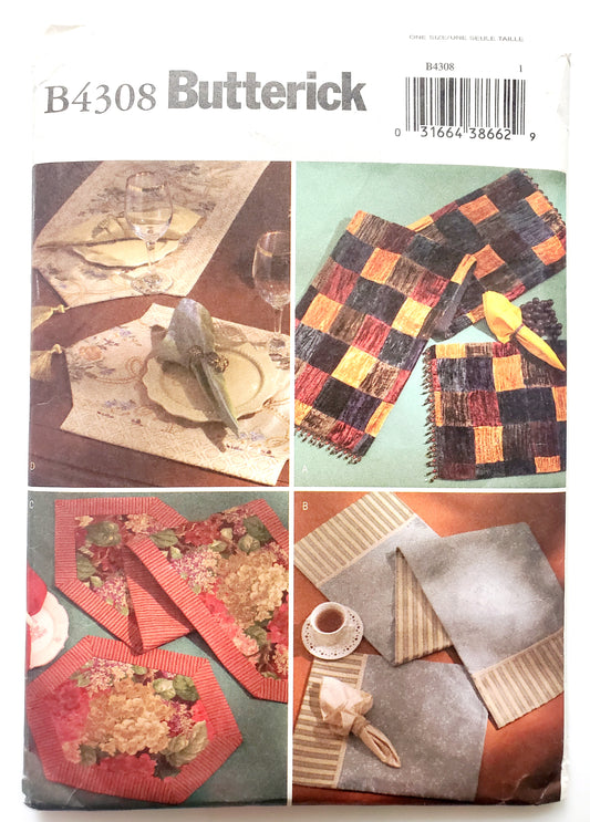 BUTTERICK Sewing Pattern B4308, Craft, Home, Table Runners, Placemats, Napkins