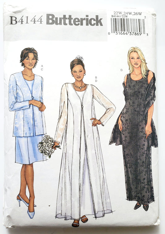 BUTTERICK Sewing Pattern B4144, Jacket, Duster, Dress, Stole, Size 22-26