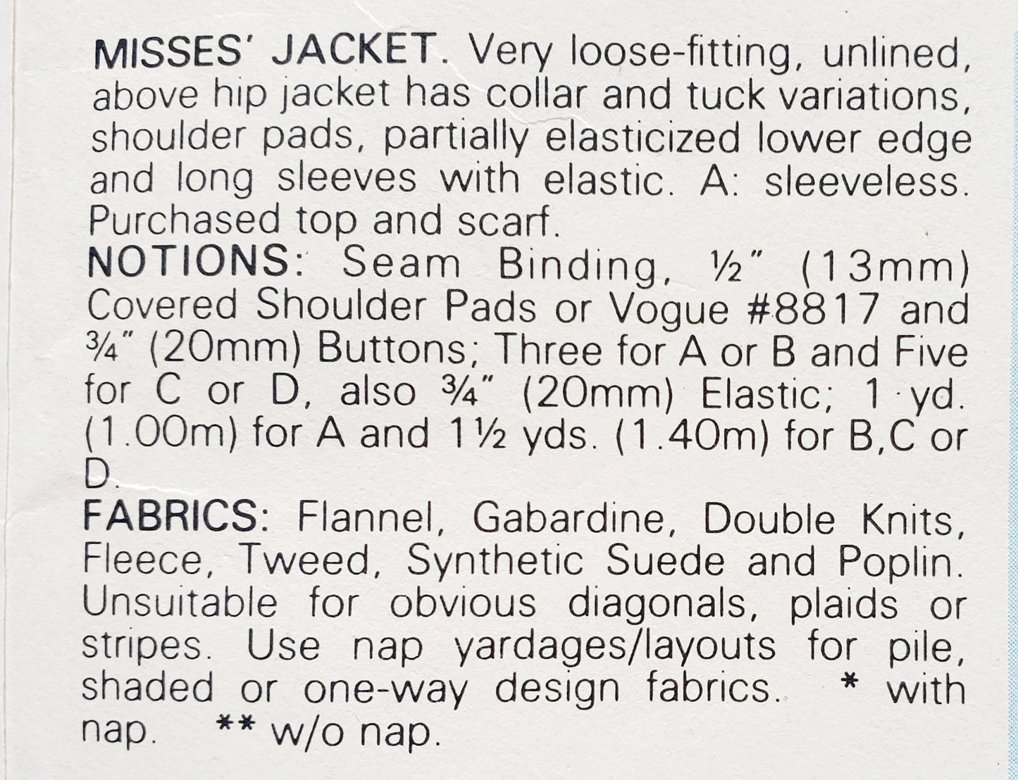 BUTTERICK Sewing Pattern 6791, Vintage, Jacket, Size 8