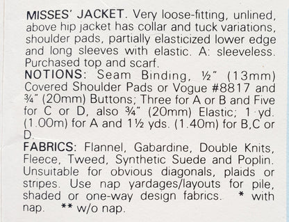 BUTTERICK Sewing Pattern 6791, Vintage, Jacket, Size 8