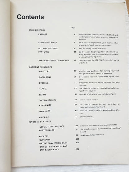 KNIT WIT How to Sew with Knit and Stretch Fabrics, Sewing Book, By Vera Randall, 3rd Edition