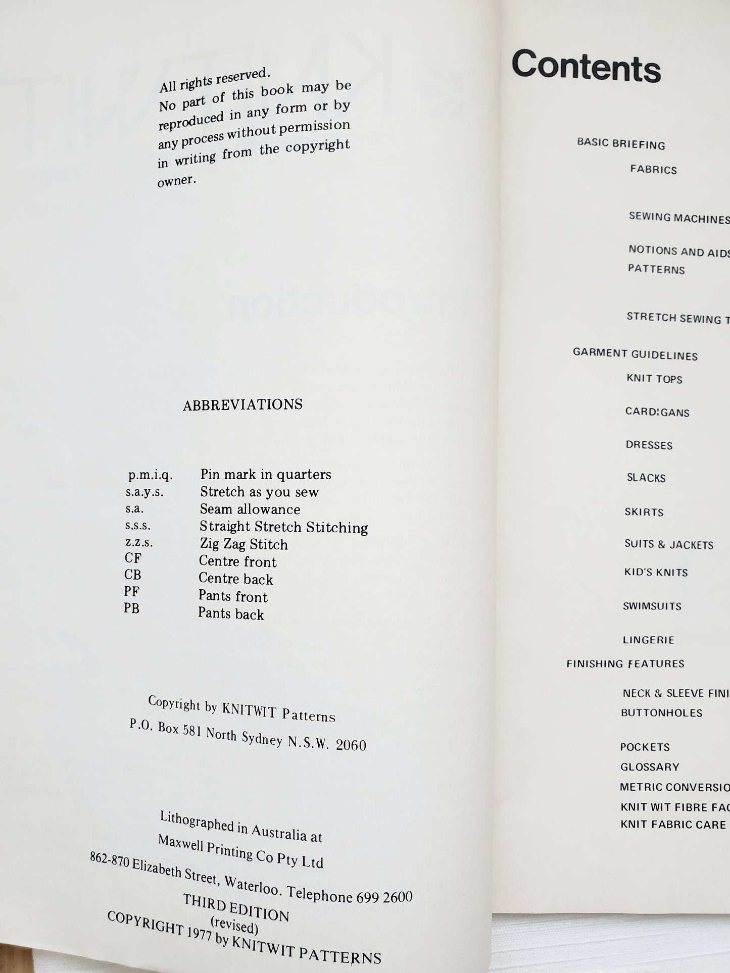 KNIT WIT How to Sew with Knit and Stretch Fabrics, Sewing Book, By Vera Randall, 3rd Edition