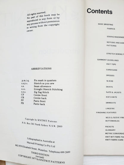 KNIT WIT How to Sew with Knit and Stretch Fabrics, Sewing Book, By Vera Randall, 3rd Edition