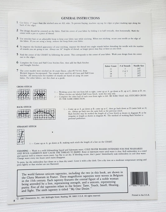 Cluny Tapestries, Cross Stitch Booklet, By Dimensions, Book One, 80's