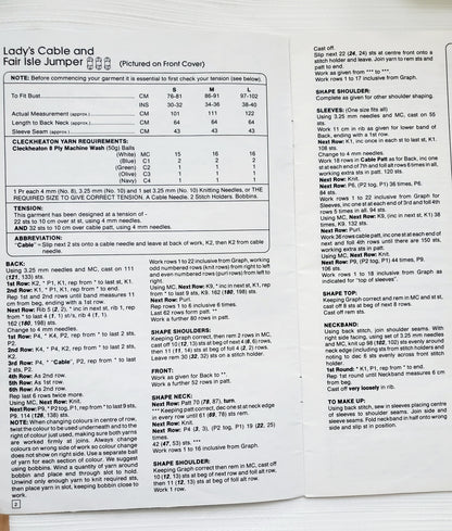 Knitting Booklet by Cleckheaton. Aran / Fair Isle Knits in 8 PLY Machine wash, Book No. 407