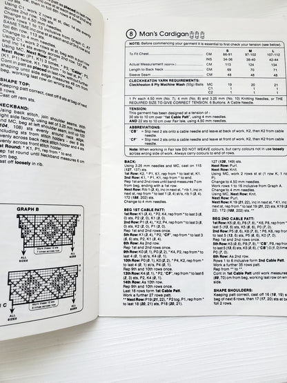 Knitting Booklet by Cleckheaton. Aran / Fair Isle Knits in 8 PLY Machine wash, Book No. 407