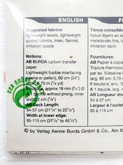 BURDA Sewing Pattern 3933, Vest, Waistcoat, Men's Waistcoat, Men's Vest, Size 36-46