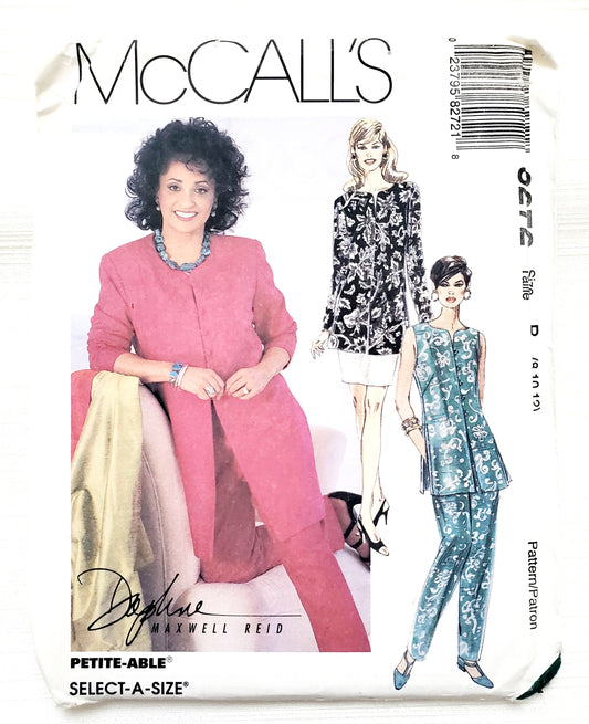 MCCALLS Sewing Pattern 8272, Jacket, Vest, Pants, Pull-on Pants, Skirt, Slits, Size 8-12