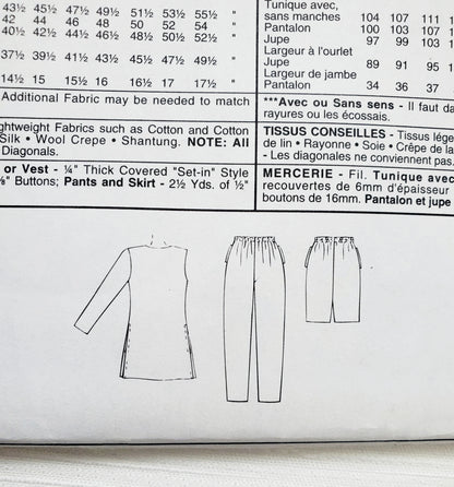 MCCALLS Sewing Pattern 8272, Jacket, Vest, Pants, Pull-on Pants, Skirt, Slits, Size 8-12