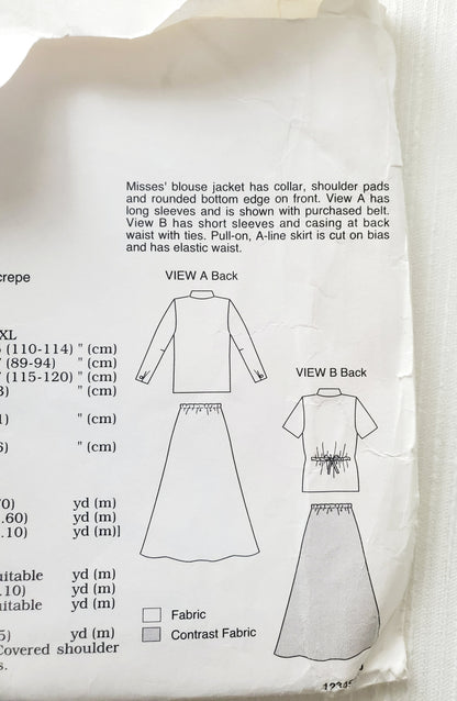 KWIK SEW Sewing Pattern, 2401, Skirt, Blouse, Size XS-XL