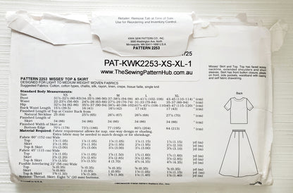 KWIK SEW Sewing Pattern 2253, Skirt, Pleats on Front, Top, Scooped Neckline, Size XS-XL
