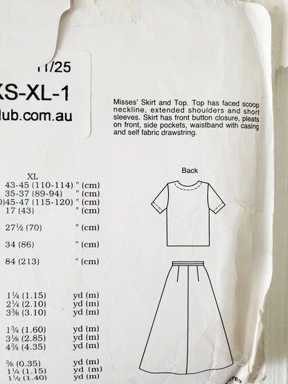 KWIK SEW Sewing Pattern 2253, Skirt, Pleats on Front, Top, Scooped Neckline, Size XS-XL