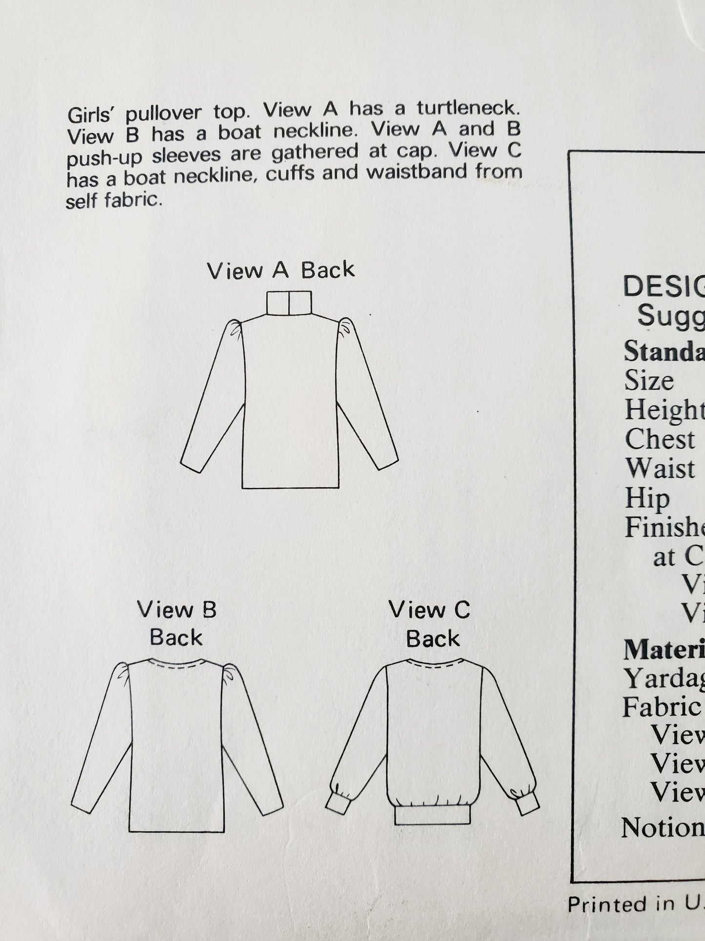 KWIK SEW Sewing Pattern 1275, Kids, Girls, Top, Pullover Top, Boat Neckline, Size 4-7