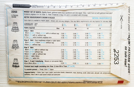 STYLE Sewing Pattern 2253, Skirts, Tiered Skirts, Frill, Set of Skirts, Size 8