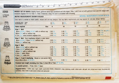 STYLE Sewing Pattern 2253, Skirts, Tiered Skirts, Frill, Set of Skirts, Size 8