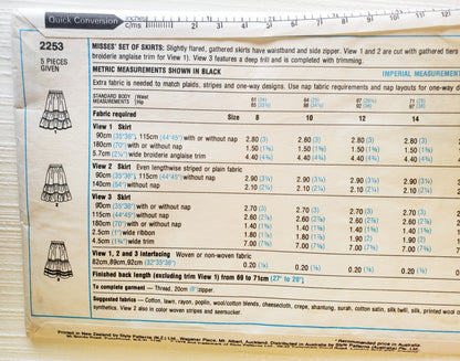 STYLE Sewing Pattern 2253, Skirts, Tiered Skirts, Frill, Set of Skirts, Size 8
