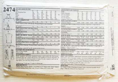 STYLE Sewing Pattern 2474, Sarong, Bikini, Halter Neck Top, Skirt, Dress, Jacket, Beach Bag, Size 6-16