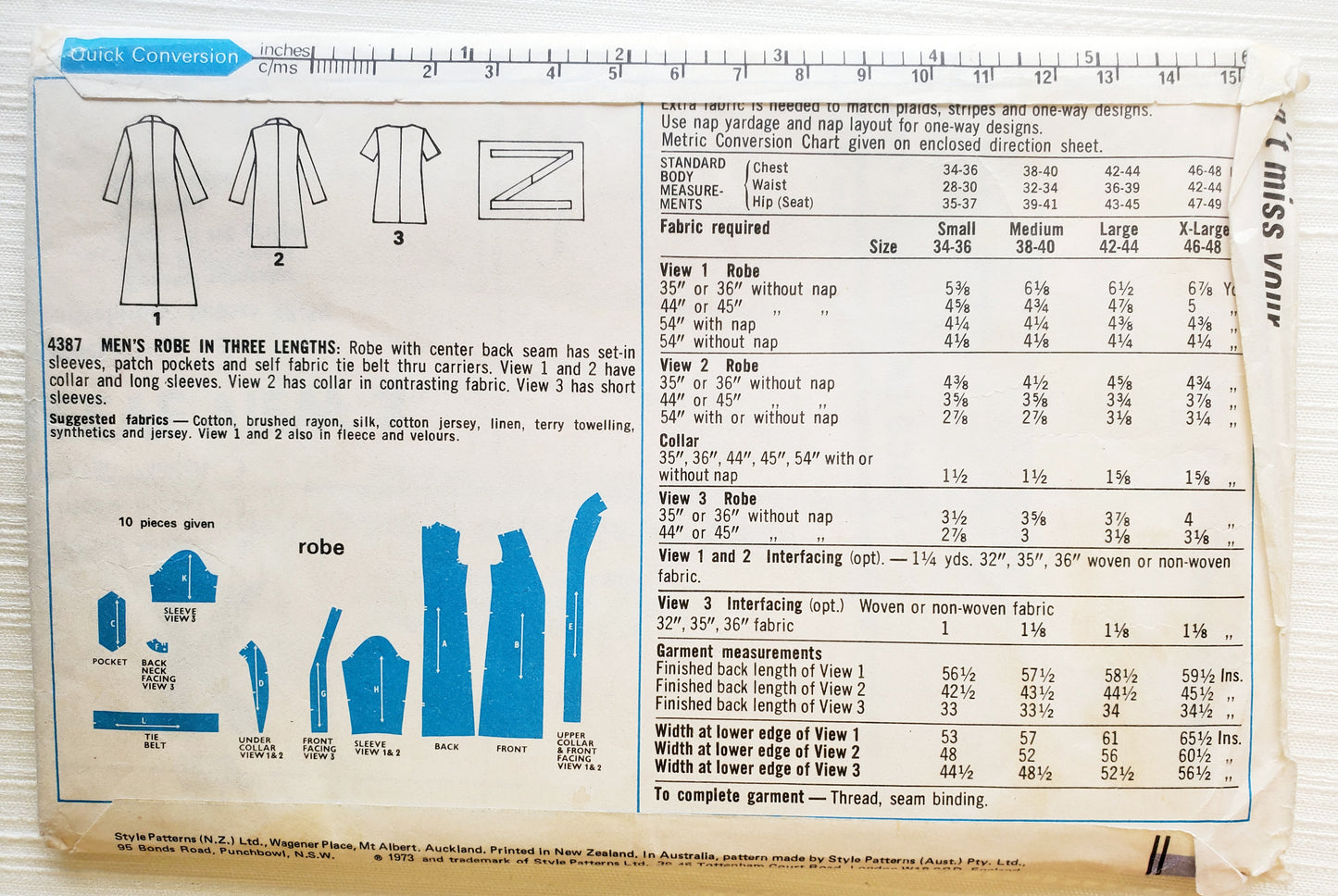 STYLE Sewing Pattern 4387, Mens, Mens Robe, Dressing Gown, Size 38-40