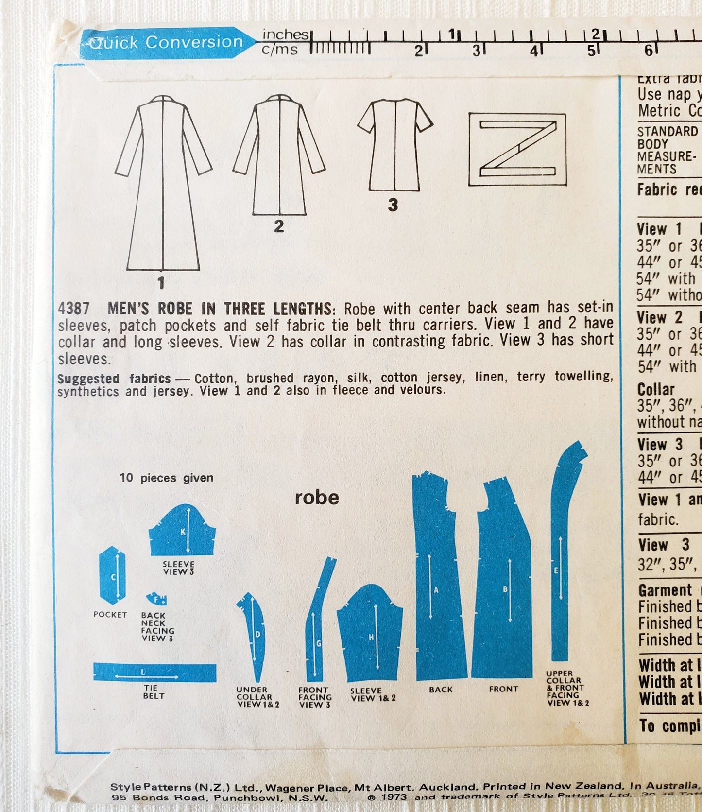 STYLE Sewing Pattern 4387, Mens, Mens Robe, Dressing Gown, Size 38-40