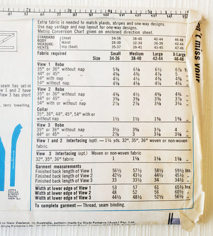 STYLE Sewing Pattern 4387, Mens, Mens Robe, Dressing Gown, Size 38-40