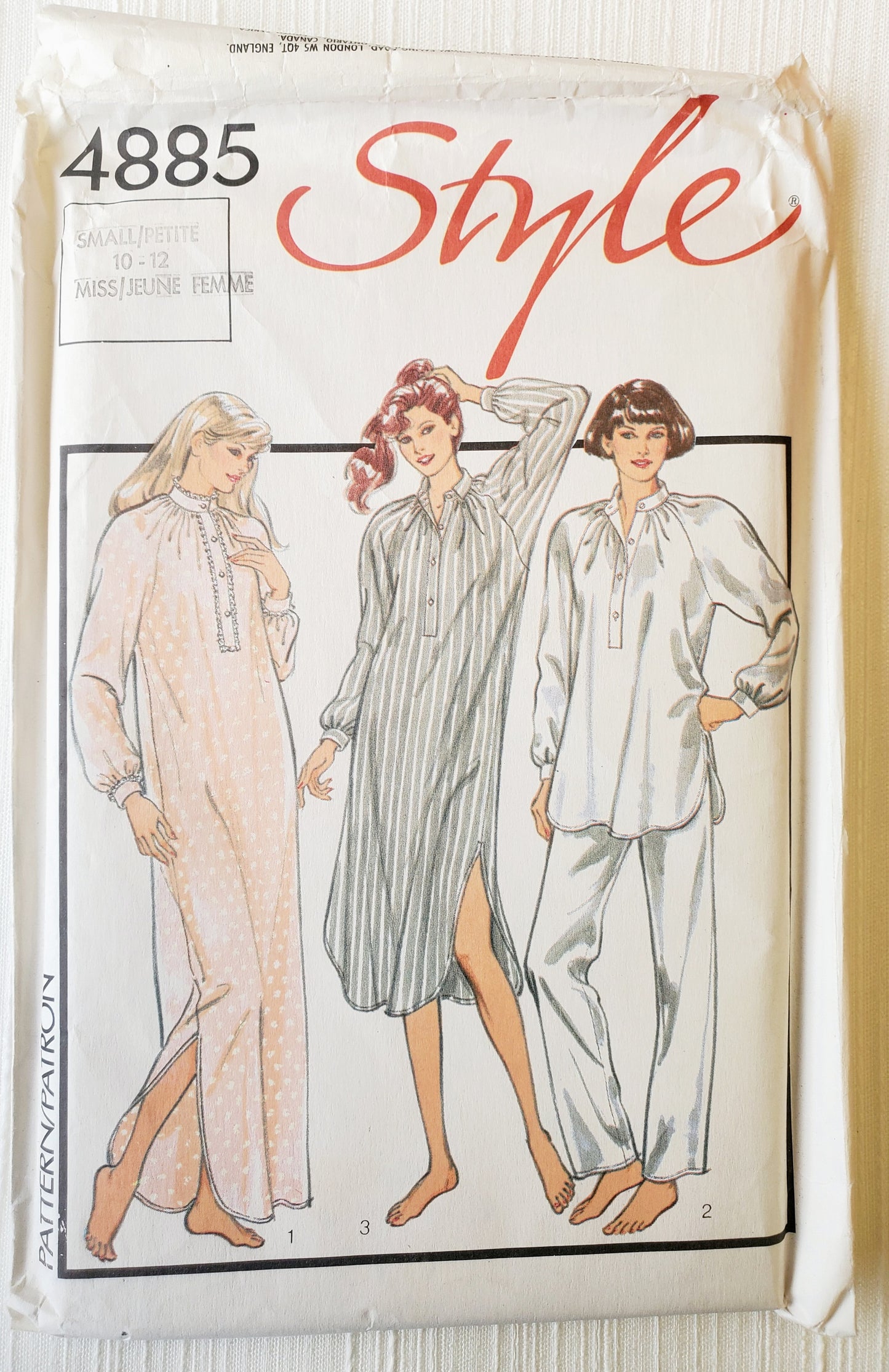 STYLE Sewing Pattern 4885, Nightshirt, Pajamas, Night Wear, Loose Fitting, Nightie, Size 10-12