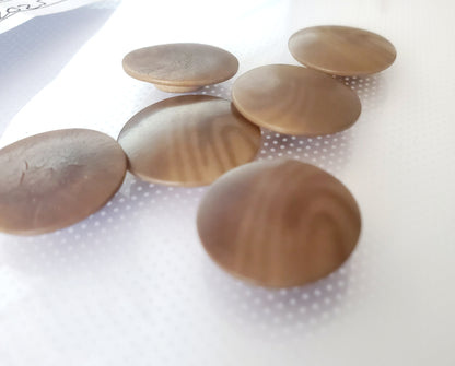 Shank Sewing Buttons, 20mm, 2cm, Brown, Plastic, Faux Wood, QTY 6