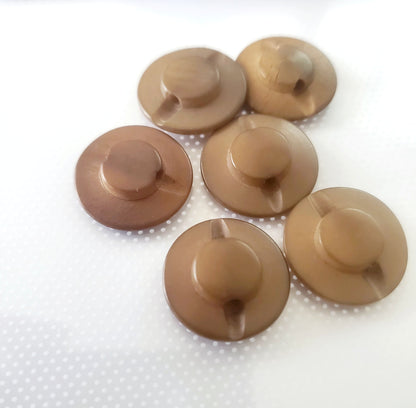 Shank Sewing Buttons, 20mm, 2cm, Brown, Plastic, Faux Wood, QTY 6