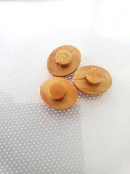Shank Sewing Buttons, Oval Shape, Sizes 1.6cm, 16mm, Wooden, QTY 3