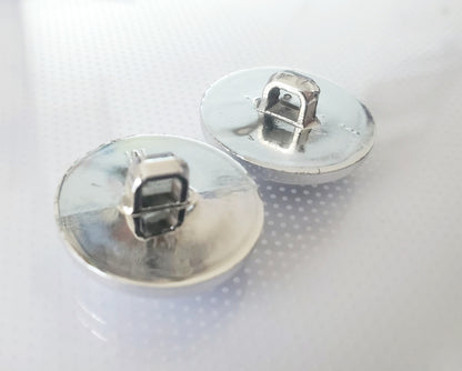Shank Sewing Buttons, Size 22mm, 2.2cm, Plastic, Silver Colour, QTY 2