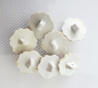 Shank Sewing Buttons, Flower 3D, 15mm, 1.5cm, Plastic, QTY 7