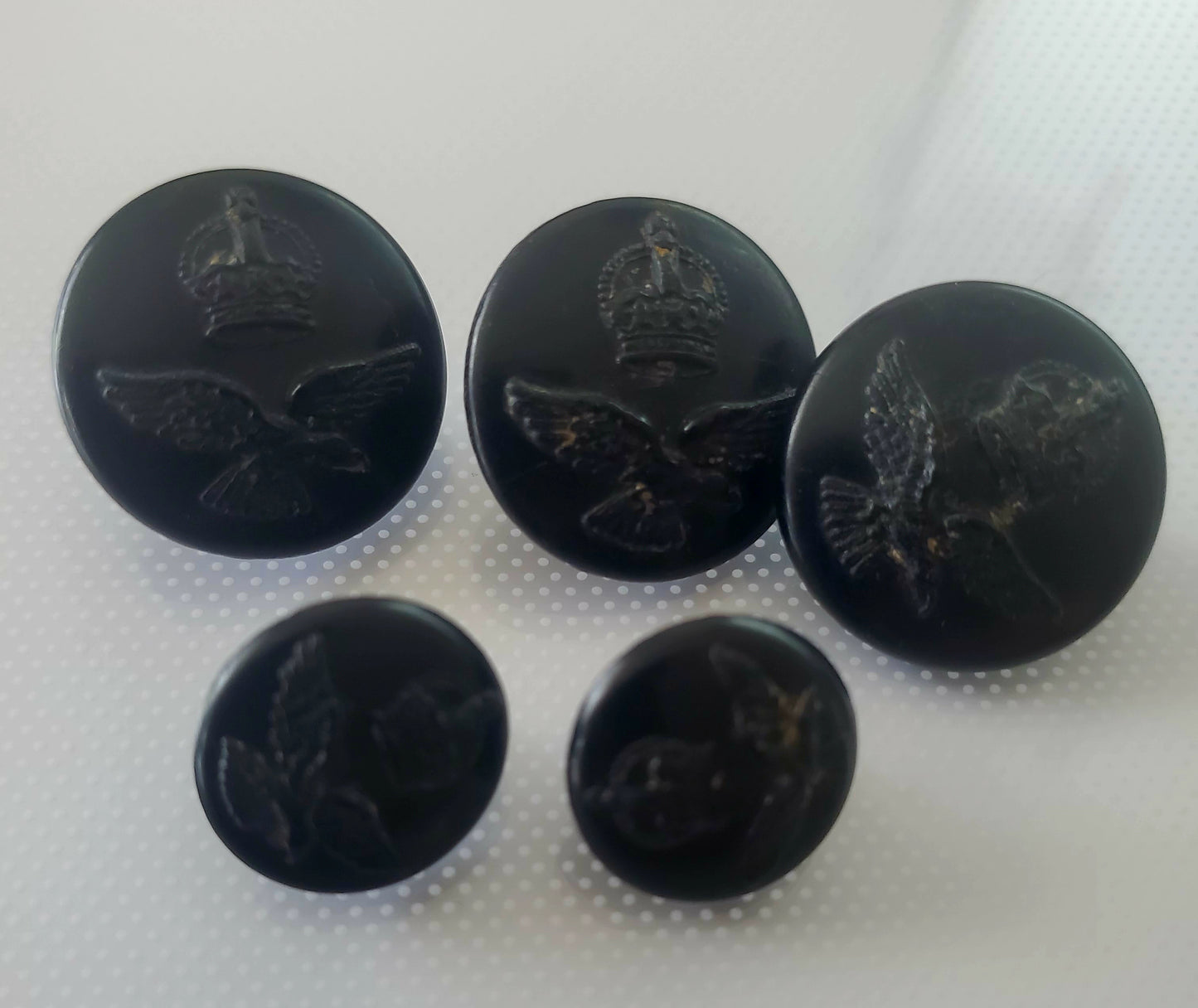 Shank Sewing Buttons, Bakelite, RAAF, Royal Australian Air Force, Vintage, 2.5cm 1.8cm, QTY 5